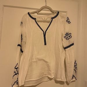 H&M White & Blue Blouse Size 4